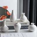 Small White Vases, Ceramic Bud Vase Set of 5, Mini Pottery Vases for Pampas Grass, Flowers, Decorative Vases for Home Modern Decor, Rustic Decor, Veses for Living Room Dining Table Shelves