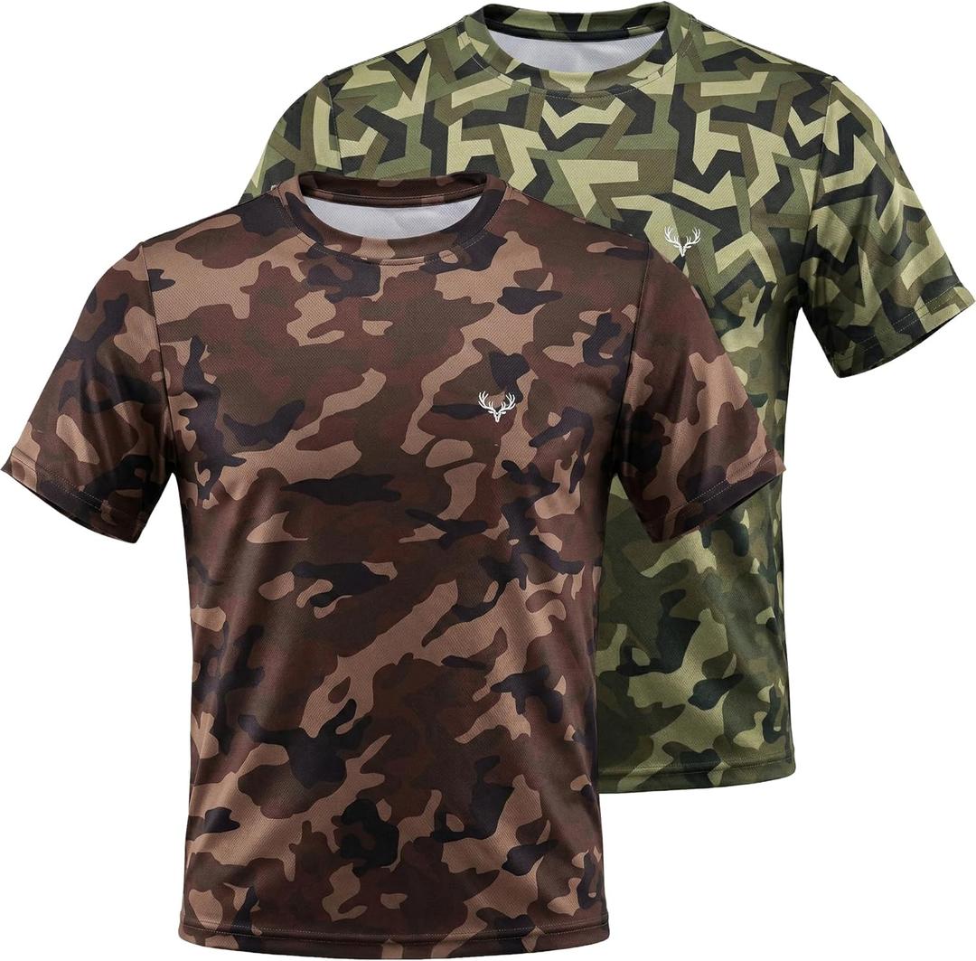 Boys Camo T-Shirts Bundle Pack, Toddler Kids Camouflage Short Sleeve Tees, Soft Crewneck Casual Shirts