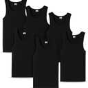 Diamond Star Men's Tank Top Undershirts 6-Pack, Tagless Cotton Blend A-Shirt, Sleeveless Ribbed Comfortable Fit X-Large, 6 Pack Black
