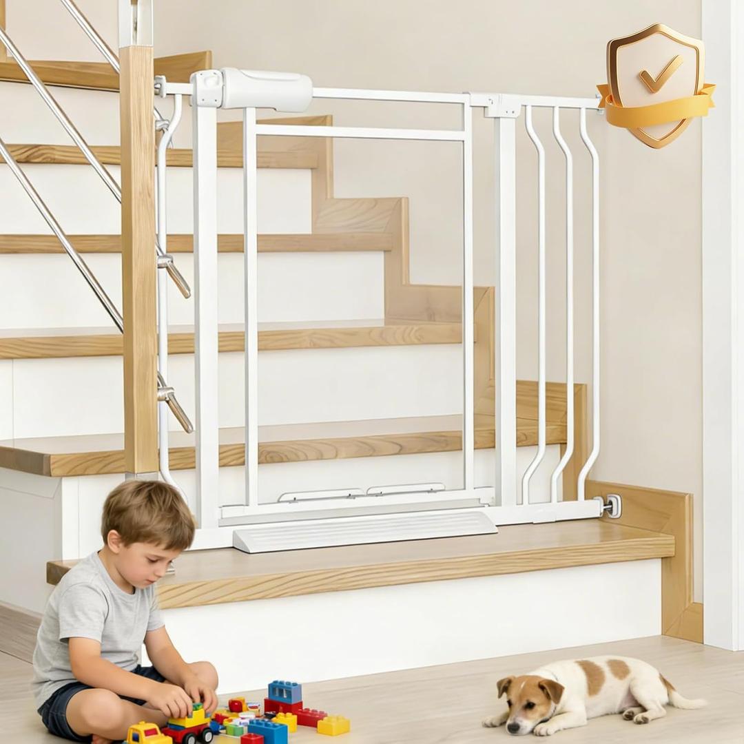 Extra Wide Acrylic Baby Gate Close Dog Gate Adjustable 29-38.5" Triple Locking Pressure Mounting Pet Gate for Stairs, Doorways, Indoor & Outdoor (29-38.5IN)