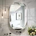 Brightify Silver Oval Mirror for Wall 20x30 Inch, Metal Framed Bathroom Vanity Silver Mirrors, Modern Pill Shape Mirror for Bedroom Living Room Wall Decorative Hang Vertical and Horizontal