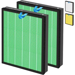 Vital 200S HEPA Toxin Absorber Replacement Filter for LEVOIT Vital 200S/200S-P Air Purifier,3-in-1 H13 True HEPA High-Efficiency Activated Carbon Filter,Vital 200S-RF-TX (LRF-V201-GUS),2 Pack,Green