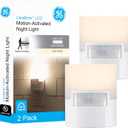 GE LED Motion Sensor Night Light, Plug into wall, 40 Lumens, Soft White, UL-Certified, Energy Efficient, Ideal Nightlight for Bedroom, Bathroom, Kitchen, Hallway, 46632, White, 1 Pack