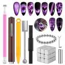 TOROKOM 54PCS Cat Eye Gel Magnet Set for Nail, 3-in-1 Multi-Function Cat Eye Gel Nail Polish Magnet Tools Multiple Style Nail Magnets Heart Beads Nail Art Tools for Nail Art Designs