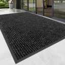 100pointONE Front Door Mat, Heavy Duty Indoor Outdoor Doormat for Entryway, 96" x 48" Low Profile Outdoor Mats for Home Entrance, Stain and Fade Resistant Welcome Mat for High Traffic Area, Black