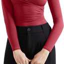 SUUKSESS Women Business Casual Long Sleeve Tops Double Lined Basic T Shirts (Large, 06 Wine Red)