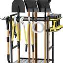 Homsorout Garden Garage Tool Organizer Yard Tool Organizer for Garage with 4 Hooks, Heavy duty Steel Garden Tool Rack Holds up to 48 Long Handled Yard tools for Storage