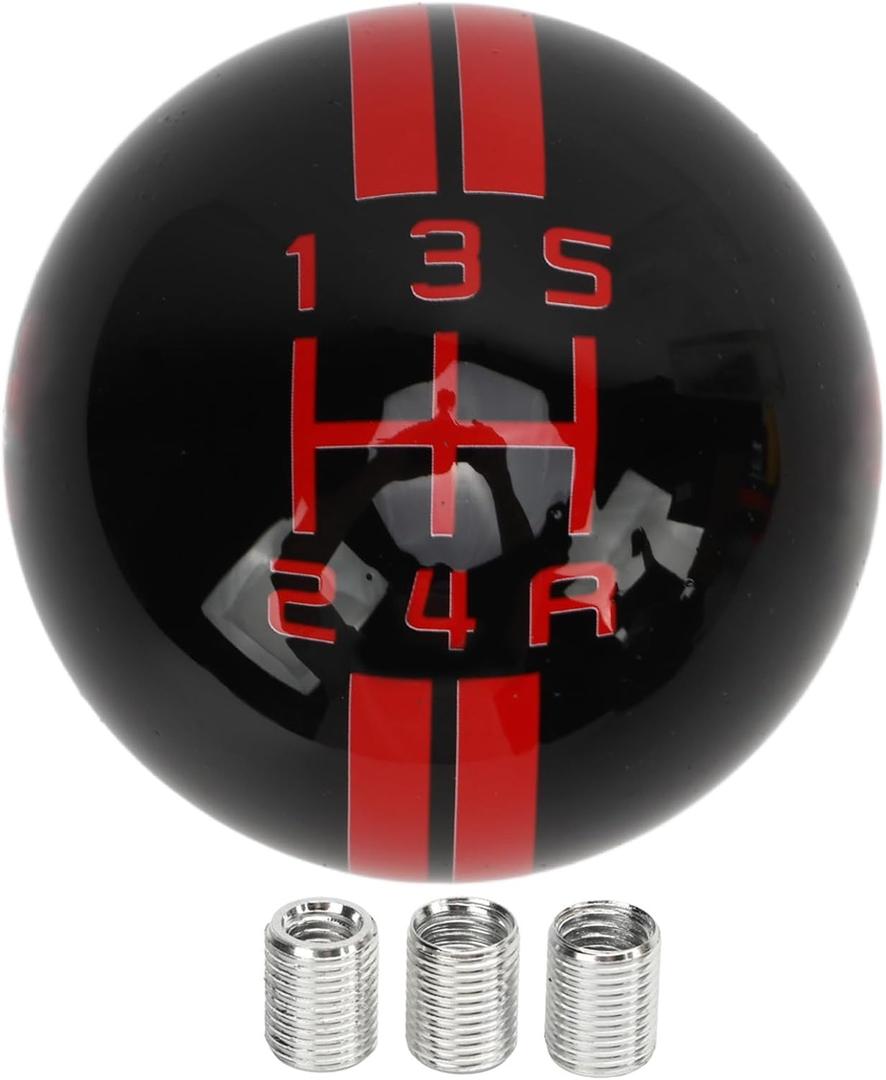 Akozon 5 Speed Gear Shift Knob for Manual Replacement Shifter Lever Stick Head Knob for from 1967 to 2018 (Black Red)