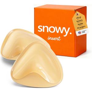 Snowy Insert: Double Sided Push Up Bra Pads for Instant Lift | Reusable Waterproof Sticky Inserts for Strapless & Backless Dresses for Women (B Cup, Beige)