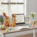 Easter Bunny Decorations, 3 PCS Resin Gold Bunny Figurines Vintage Rabbit for Easter Decor Small Decorative Rabbit Statues for Home Decor, Spring Tabletop Centerpiece(Rose Gold 3pcs)