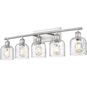 zeyu Modern Brushed Nickel Bathroom Lights Fixture, 35 Inch 5 Light Vanity Lighting Over Mirror, Brushed Nickel Finish with Clear Hammered Glass, ZJF63B-5W BN