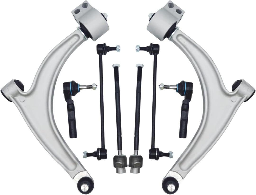 8pcs Lower Control Arm Front Suspension Kit with Tie Rods Sway Bar Links Fit for Chevrolet Malibu 2004-2012, Saturn Aura 2007-2009, Pontiac G6 2005-2010, K620179 K620180 K80252