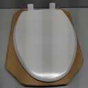 Mayfair Cassel slow close toilet seat, easy clean non-slip premium wood seat, install, made in USA, elongated, white
