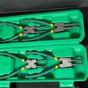 4-piece Snap Ring Plier Set, 7 in (17.8 cm) Round Nose C-Clamp, for Snap Ring Removal, with green Storage Case