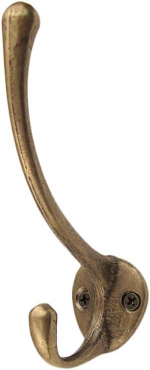 Txinmin 2 Pack Traditional Coat Hooks Antique Brass Heavy Duty Metal Decorative Dual Coat Hook, Black Bronze Tone