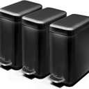 Home Zone Living 1-Pack 1.3 Gallon Small Black Bathroom Trash Can with Lid and Step Pedal, Stainless Steel Wastebasket with Slim Design for Home and Office, 5 Liters