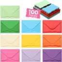 100 Pack Mini Cards with Envelopes, Small Colorful Blank Note Cards with Self-Adhesive Envelopes, Prayer Board Suppies, Tiny Business Card Envelopes(4 x 2.7 Inches, 10 Colors) (Multicolored)