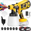 Paint Sprayer Cordless, 650W High-Efficiency Electric Spray Paint Gun with 2x4.0Ah Batteries & 6 Brass Nozzles, Easy to Clean & Use, 3 Spray Patterns for Furniture, Walls, Fences, DIY Home Projects