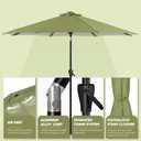 Tempera Patio Market Outdoor Table Umbrella with Push Button Tilt and Crank, Large Sun Umbrella with Sturdy Pole & Fade Resistant Canopy, Easy to Set