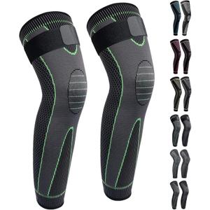 Full Leg Sleeves Long Compression Leg Sleeve Knee Sleeves Protect Leg, for Man Women Basketball, Arthritis Cycling Sport (Red)