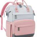 LOVEVOOK Laptop Backpack for Women, 17 Inch Work Business Backpacks Purse With Large Capacity, Waterproof Nurse Bag College Bookbag for School, Waterproof Casual Daypack for Travel (Pink-grey)