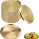 MOSIOBERDAVIAN 22 Pcs Stainless Steel Gold Plates 6.5 Inch Gold Dinner Plates Metal Serving Tray Dessert Dishes for Cakes BBQ, Salad, Snack, Desserts, Food Serving, Dips, Side Dishes Outdoor Camping