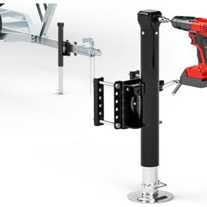 Upgraded Bolt-on Trailer Jack (Electric Drill Adjust), Adjustable 7.5-37.6 Drop Leg, Universal Heavy-Duty RV Tongue Jack with 5000lbs Capacity, Bolt on Trailer Jack for Utility Yacht Boat(Silver)