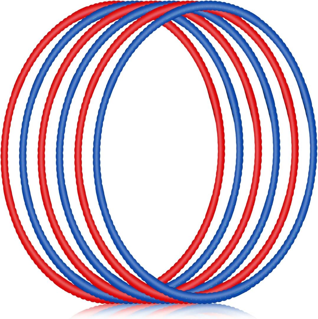 Halloscume 6 Pcs Exercise Hoop Detachable Fitness Rings Adjustable Plastic Toy Fitness Hoop Playground Toys Colored Circles for Teens Games Gymnastics Agility, 28 Inch (Dark Blue, Red)