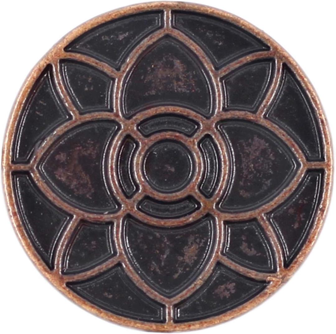 Bezelry 12 Pieces Lotus Blossom Metal Shank Buttons. 20mm (3/4 inch) (Dark Copper)