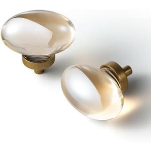 Goo-Ki Champagne Crystal Cabinet Handls-Zinc Alloy Base with Acrylic Drawer Knobs,3 Pack