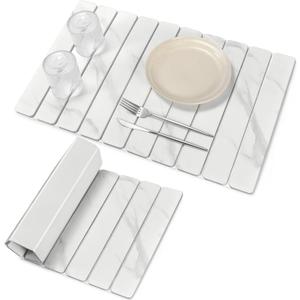 Large Stone Dish Drying Mats for Kitchen Counter, 24"(L)16"(W) Marble-Pattern Dish Drying Mat, Eco-Friendly Absorbent Diatomaceous Earth Mats for Dishes, Bottles, Cups, Match Any Countertop