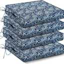 IPYNBAP Outdoor Chair Cushions Set of 4 -Waterproof Outdoor Seat Cushions for Patio Furniture, Patio Chair Cushion with Handle and Ties, Out Door Chair Pads,19x19x3-Square, Green Paisley