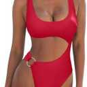 SUUKSESS Women Sexy One Piece Tummy Control Swimsuit Cutout Backless Bathing Suit S