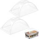 Blulu 2 Pcs Clear Dome Chafing Dish Cover Heat-resistant Plastic Dome Lids with Double Opening Bakery Pan Food Display Cover Water Food Warming, Dessert Exhibition