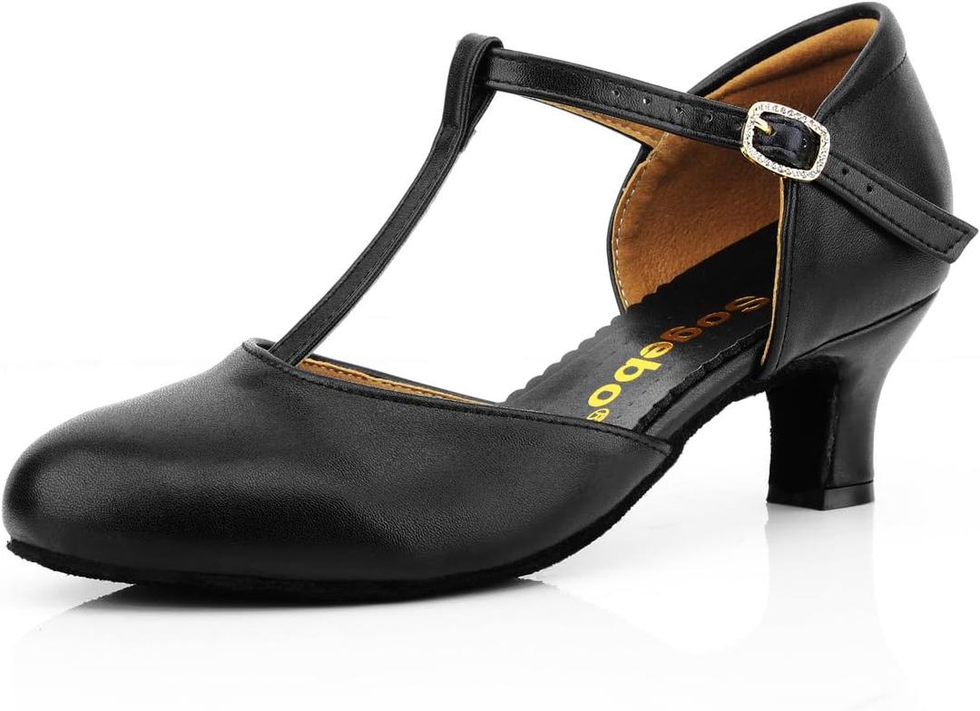 Women's Latin Ballroom Dancing Heels Wedding Pumps T-Strap Character Shoes