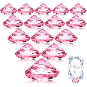 Boao 24 Pack Diamond Place Card Holders Acrylic Table Number Holder Card Stands Crystal Diamond Party Decorations Favor for Weddings Home Table(Pink)