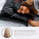 Tafts Pillow Cases - 22mm 100% Pure Mulberry 6A Silk Pillowcase for Hair & Skin with Zipper Closure, Cooling, Natural, Organic, Double Sided Silk Pillow Case (Midnight Black, Queen 20x30 1pc)
