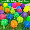 12 Pack 3.5" Easter Eggs Prefilled with Light Up Spiky Balls, Easter Basket Stuffers Essential for Kids LED Flashing Squeaky Sensory Stress Relief Fidget Toys Easter Hunt Fillers Party Favors Gifts