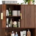 Bathroom Wall Storage Cabinet, Over the Toilet Storage Cabinet with Fluted Doors & Adjustable Shelf, Wood Medicine Cabinet Wall Mounted for Bathroom, Laundry Room & Kitchen, Natural Oak