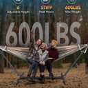 Double Hammock with Stand for 2 Person, 600 lb Capacity, Coffee