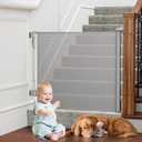 Retractable Baby Gates Extra Wide, PRObebi Retractable Dog Gate for The House Extends to 54" Wide 34" Tall, Gates for Baby Indoor, Stair Gate for Outdoor, Staris, Hallways, Doorways, Deck, Porch (34" Tall x 54" Wide, C-grey)