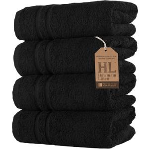 Hawmam Linen Black Hand Towels 4 Pack Turkish Cotton Premium Quality Soft and Absorbent Small Towels for Bathroom (16 in X 29 in Towel) Hawmam Linen Black Hand Towels 4 Pack Turkish Cotton Premium Quality Soft and Absorbent Small Towels for Bathroom (16 in X 29 in Towel)