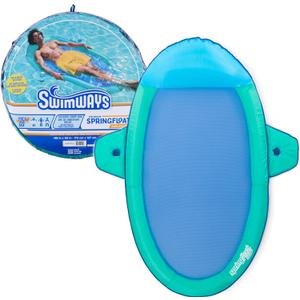SwimWays Spring Float Premium Suncatcher Pool Lounger for Swimming Pool, Inflatable Pool Floats Adult with Fast Inflation for Ages 15 & Up, Aqua 