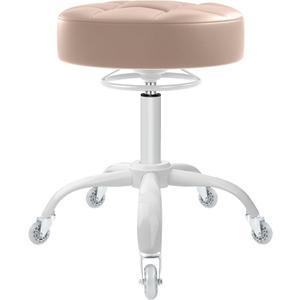 YEEZEE Rolling Stool Heavy Duty 400lbs: No Squeak, No Tip, Beige