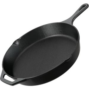 Utopia Kitchen Premium Cast Iron Skillets 12 Inch, Chef's Pan, Pre-Seasoned Frying Pan, Stovetop, Oven, Campfire and Grill Large Skillet, Even Heat Distribution Multipurpose Cast Iron Pan - Black