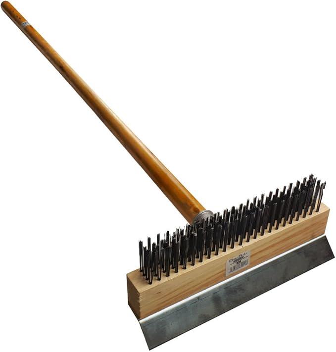 Pizza Oven Brush with Scraper and 4 Sections Detachable Long Rod and Scraper-Oven Brush for Removing Deep Burned-On Residue | Ideal for Pizza Shelf & Large Grills and Pizza Oven Accessories
