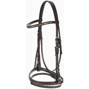 HORZE Weston Padded Leather Snaffle Bridle with Flash Noseband and Web Reins | English Bridle for Horses (Brown)
