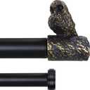 Black Gold Double Curtain Rods 28-48 Inch with Owl Finials
Farmhouse Decorative Window Rod, Heavy Duty Adjustable Drapery Rod for Large Windows, Bedroom & Living Room