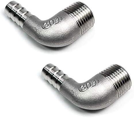 304 Stainless Steel Barbed Elbow Hose, 3/4" Barb Hose to 3/4" NPT Male 90 Degree Barbed Pipe Fitting for Home Brew (Pack of 2)