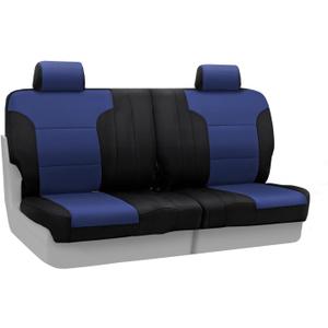 Coverking Rear 50/50 Split Bench Custom Fit Seat Cover for Select Dodge Durango Models - Neosupreme (Navy Blue with Black Sides)